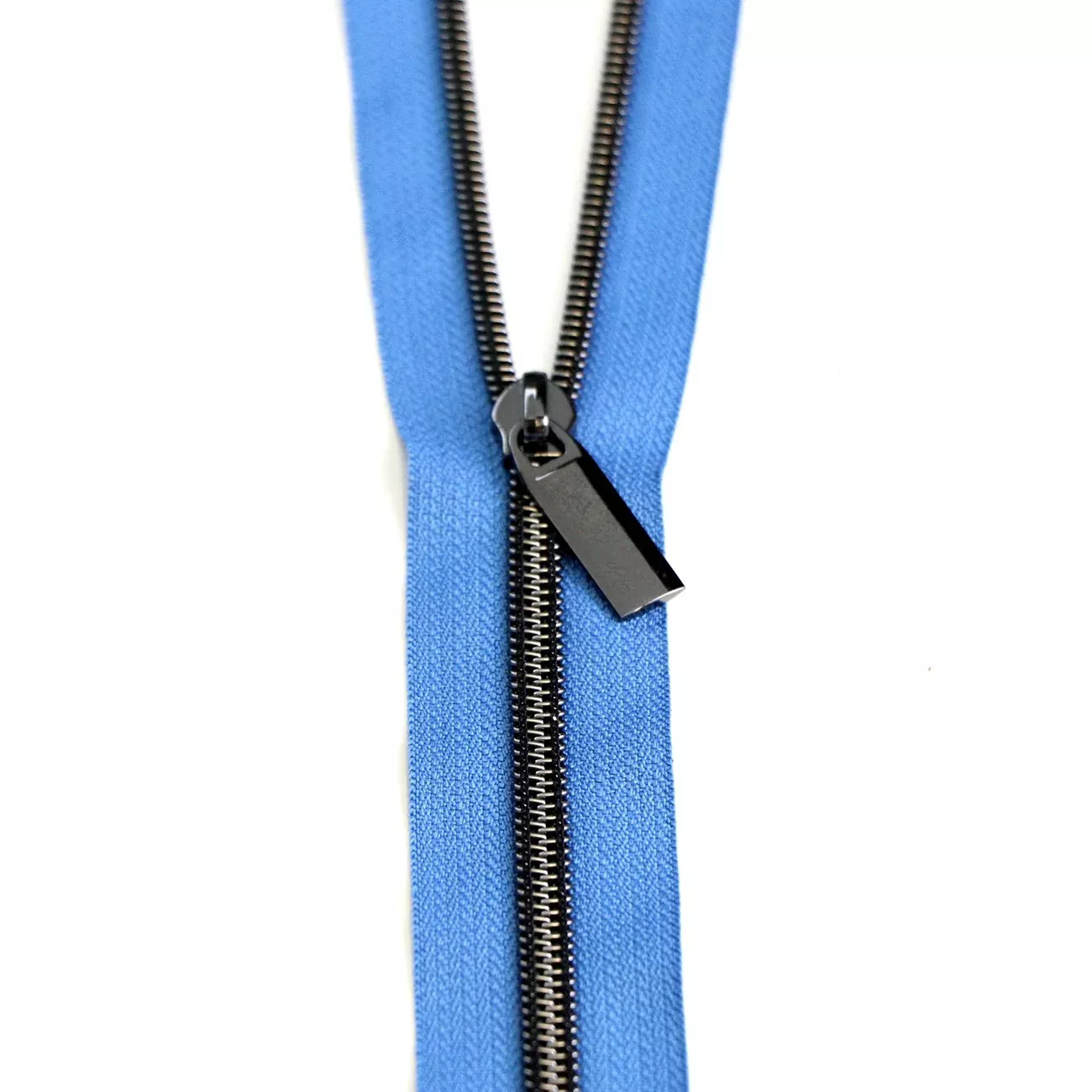 Blue Jean #5 Nylon Gunmetal Coil Zippers: 3 Yards with 9 Pulls