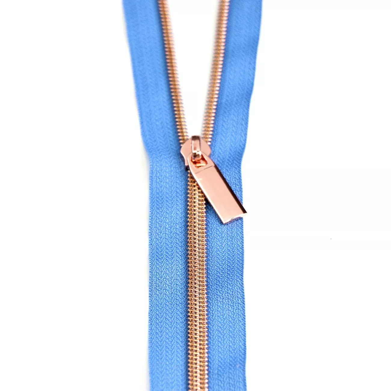 Blue Jean #5 Nylon Rose Gold Coil Zippers: 3 Yards with 9 Pulls