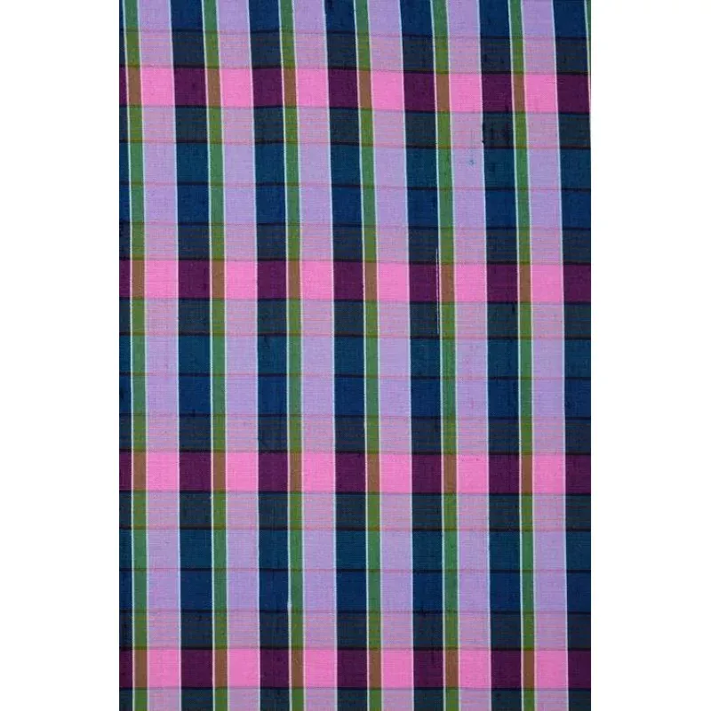 Blue Lavender Check 166 Plaid Silk Shantung