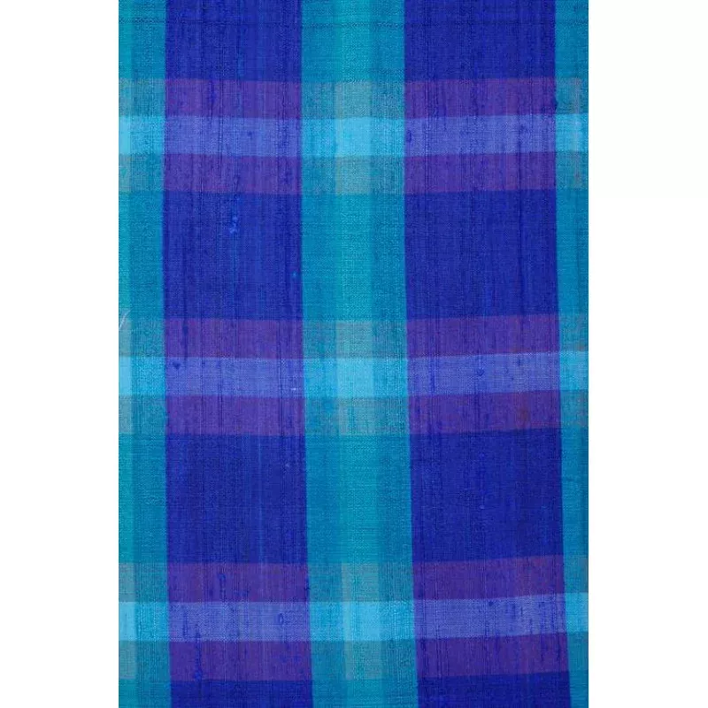 Blue Madras 100 Plaid Silk Shantung