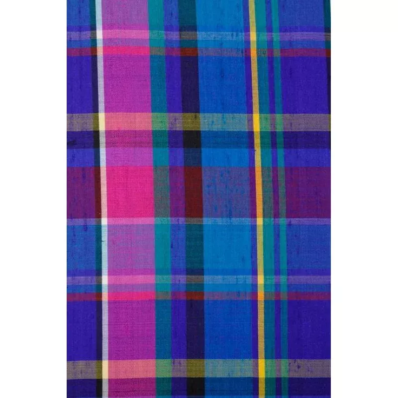 Blue Madras 157 Plaid Silk Shantung