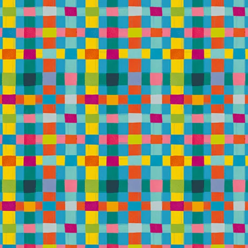 Blue Mingle Check Cotton 44"/45" Fabric Per Yard