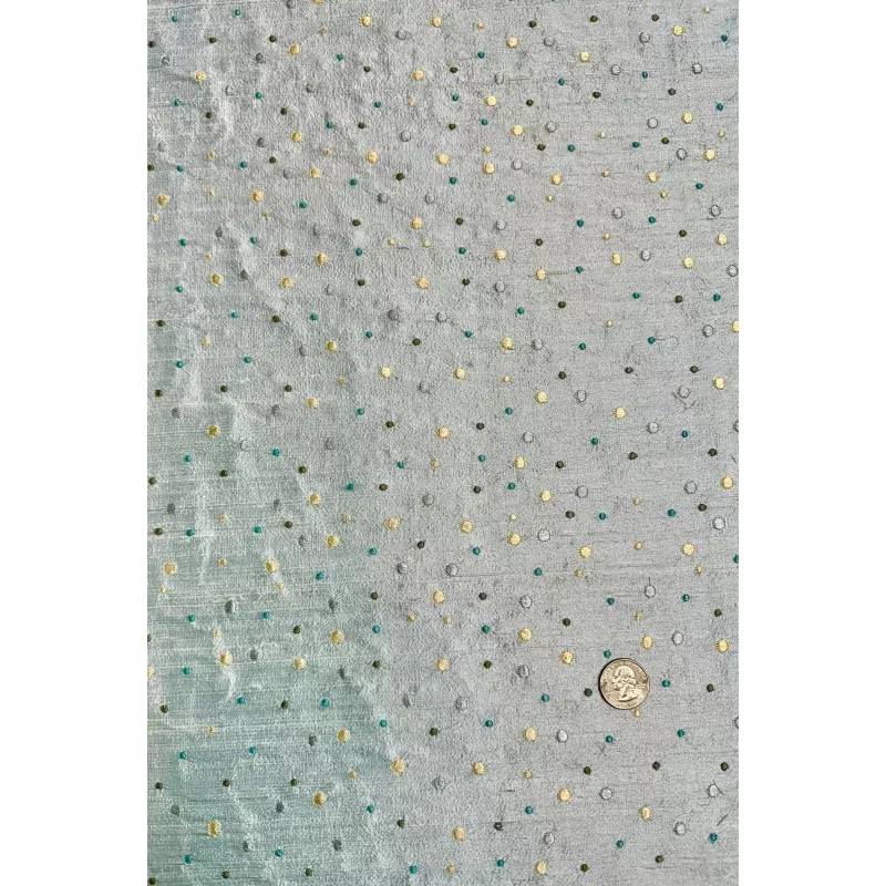 Blue/Multicolor Embroidered Dupioni Silk