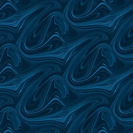 Blue Navy Marble Virtuoso Cotton 44"/45" Fabric Per Yard