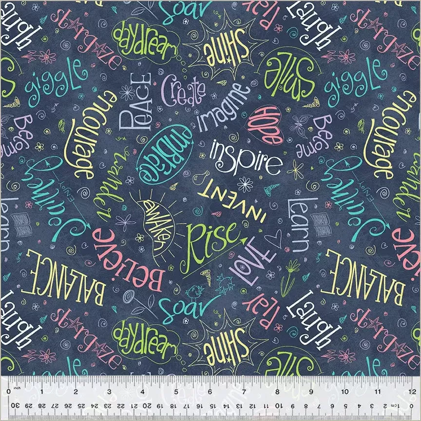 Blue Navy Noteworthy Aspirations 44″/45 Fabric Per Yard