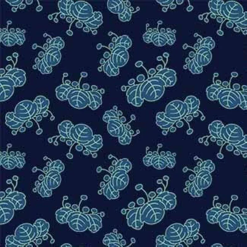 Blue Straw Sacred Leaf Cotton 43"/44" Fabric Per Yard