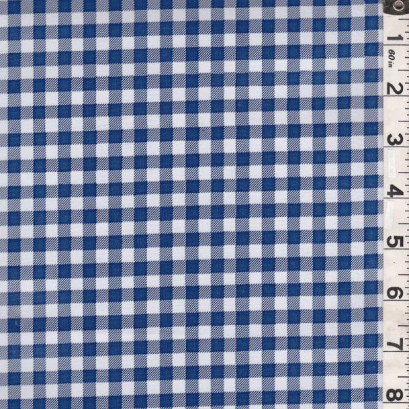 Blue/White Check Oilcloth Fabric - Reorderable