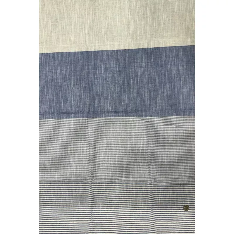 Blue White Large Stripe Cotton Novelty COT-182