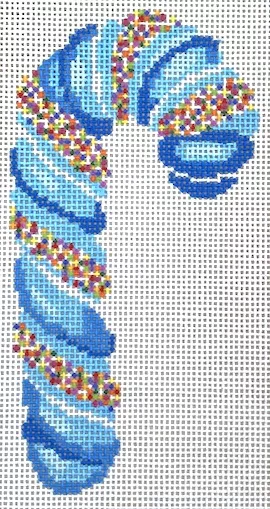 Blueberry Point Canvas – Blue Sparkly Candy Cane