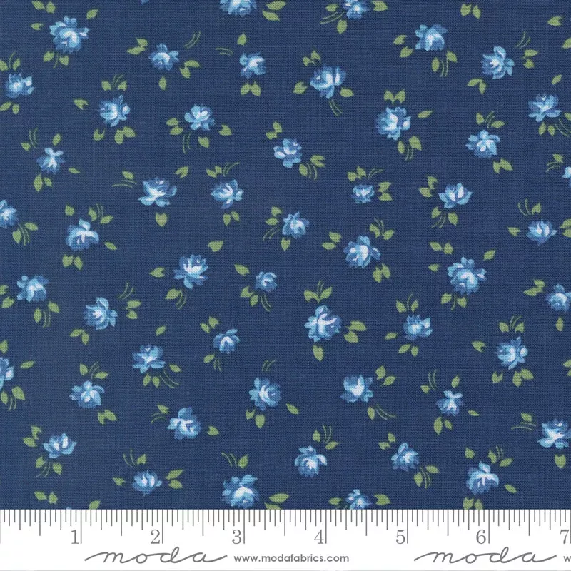 Blueprint Navy Grace Yardage by Camille Roskelley for Moda Fabrics