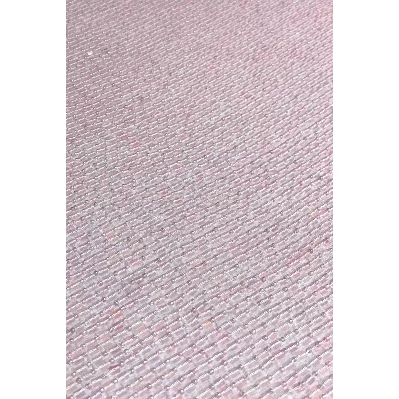 Blush Pink Sequin & Beads on Silk Chiffon JEC-184-15