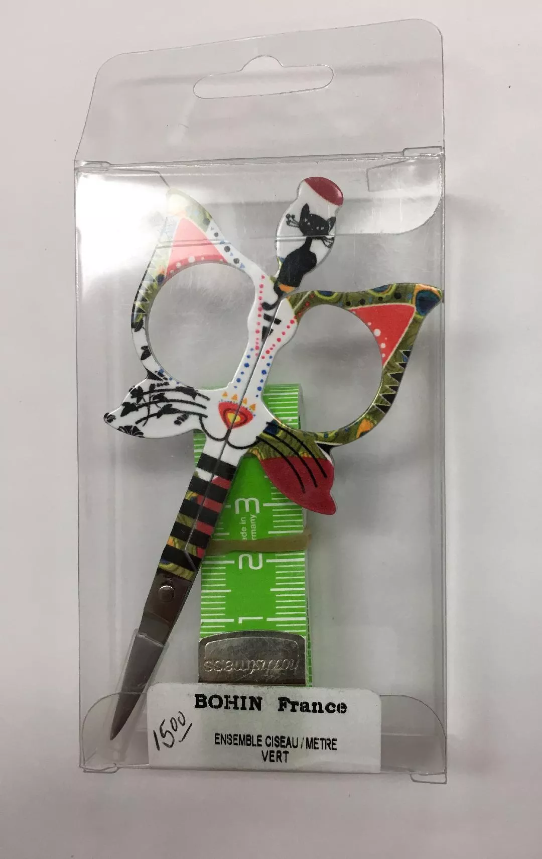 Bohin Embroidery Scissors – 3 1/2″ Green Cat