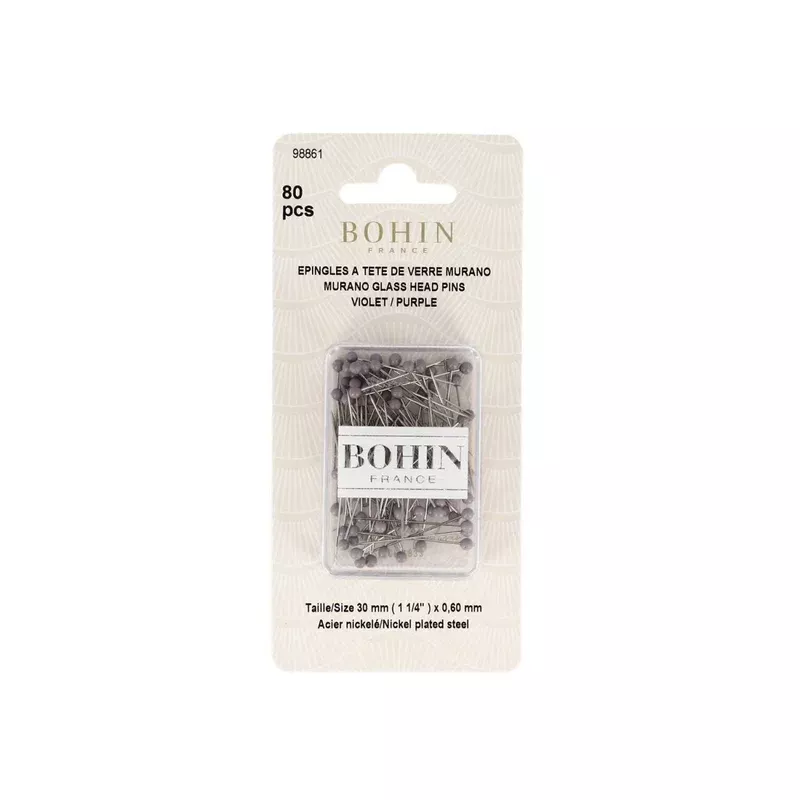 Bohin Glass Head Pins – Light to Medium Fabrics