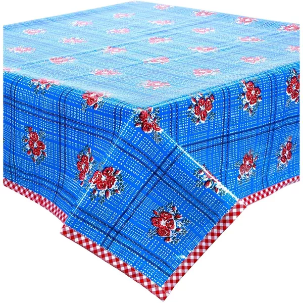 Bouquet Blue Oilcloth Tablecloths