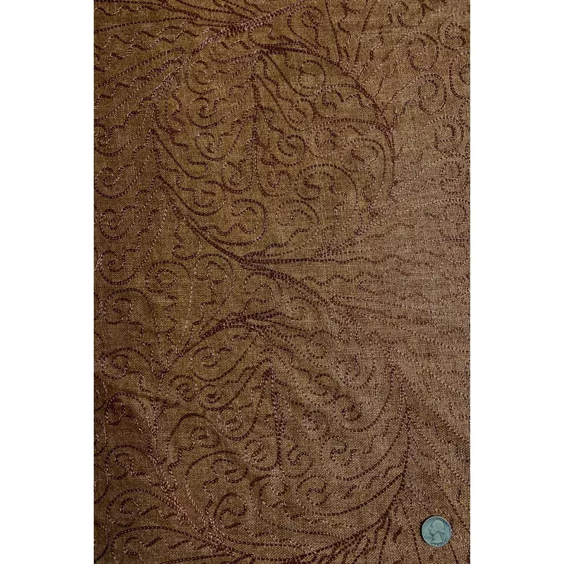 Brown Embroidered Silk Linen MEMT-026-TBD