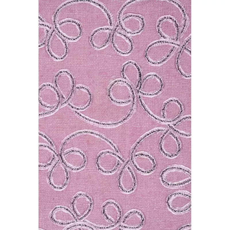 Bubble Gum Embroidered Raw Silk 301 Fabric