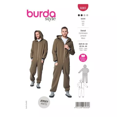 Burda 6065 - Men's Overalls with Hood Sewing Pattern
