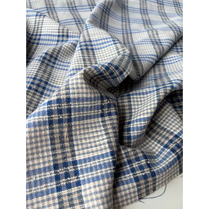 BURNS 049indigo blue cotton linen check