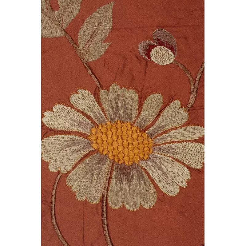 Burnt Orange Embroidered Taffeta Silk 505 Fabric