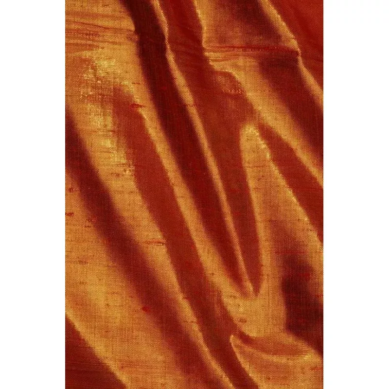 Burnt Orange Metallic Shantung Silk Fabric