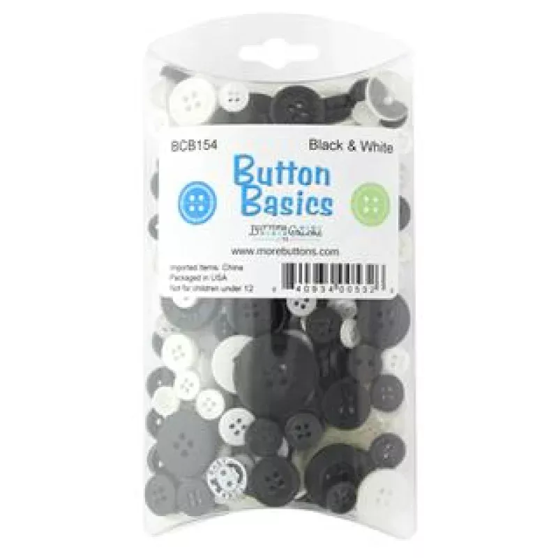 Buttons Galore Assortment Black & White 4oz