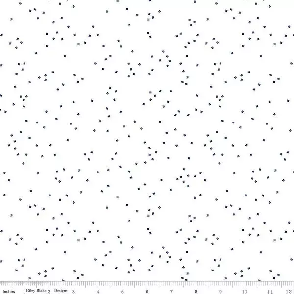 C730-NAVY BLOSSOMS on White in Color Navy Blue