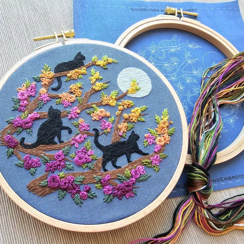 Catwalk Embroidery Kit – Black Cats