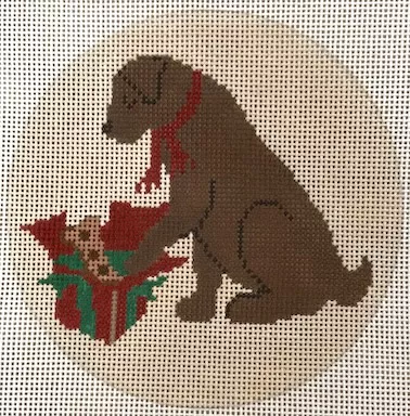 CBK Needlepoint – Christmas Morning Chocolate Lab
