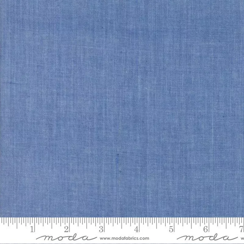 Chambray Medium Blue Texture Yardage by Moda Fabrics