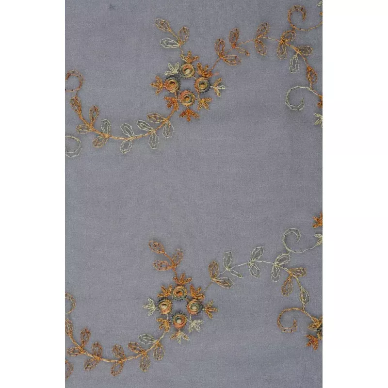 Charcoal Embroidered Organza Silk 172 Fabric