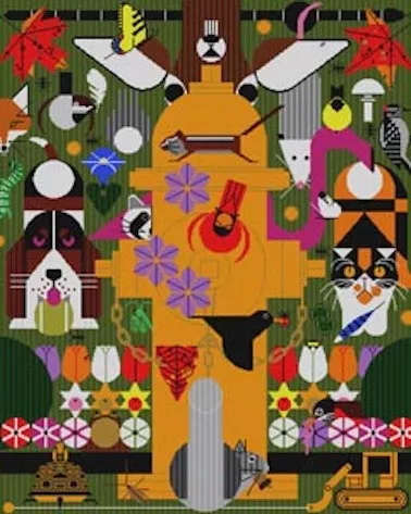 Charley Harper Needlepoint – Biodiversity in the Burbs