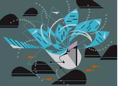Charley Harper Needlepoint – Blue Jay Bathing
