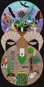 Charley Harper Needlepoint – California Desert Mountains