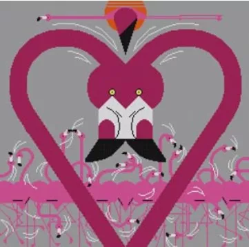 Charley Harper Needlepoint – Flamingo A Gogo
