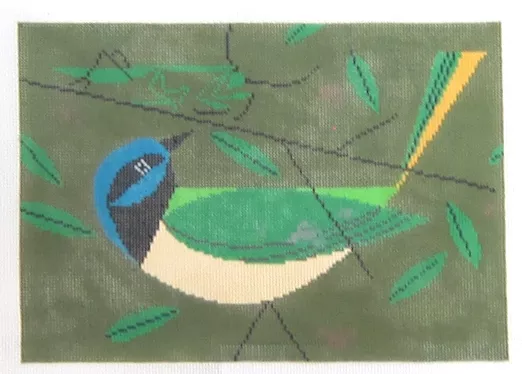 Charley Harper Needlepoint – Green Jay