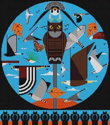 Charley Harper Needlepoint- Hawk Mountain