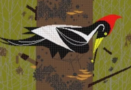 Charley Harper Needlepoint – Ivory Billed Woodpecker