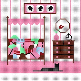 Charley Harper Needlepoint – Old Fashioned Bedroom