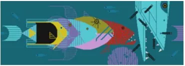 Charley Harper Needlepoint – Pisces Queques