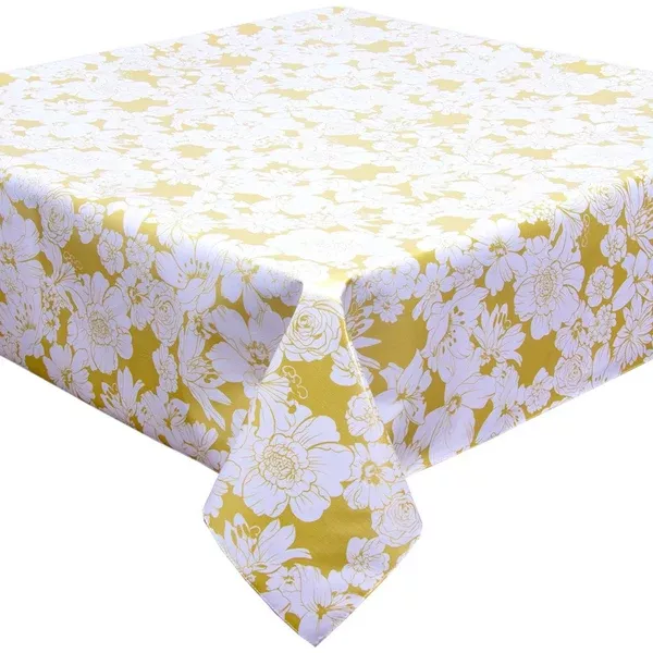 Chelsea Flowers on Gold Oilcloth Tablecloths