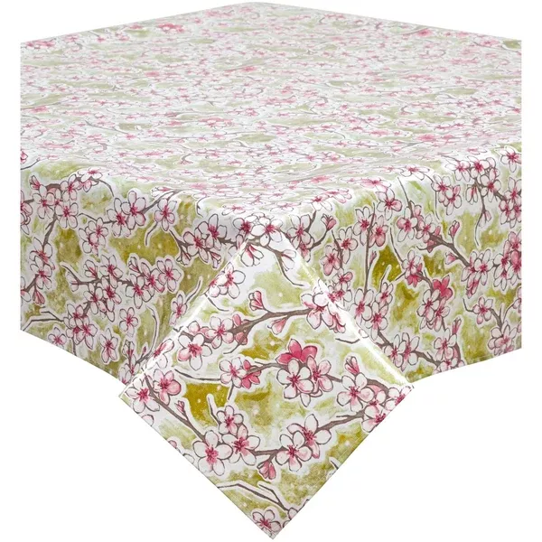 Cherry Blossom Gold Oilcloth Tablecloths