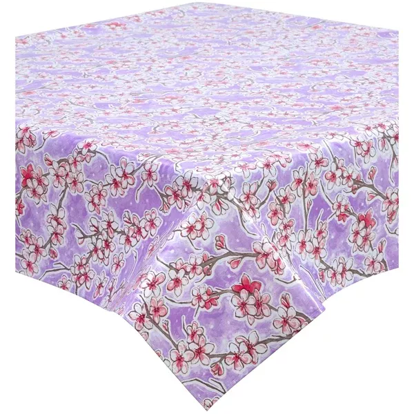 Cherry Blossom Lavender Oilcloth Tablecloths