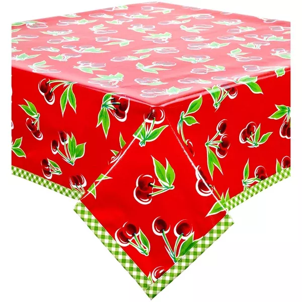 Cherry Red Oilcloth Tablecloths