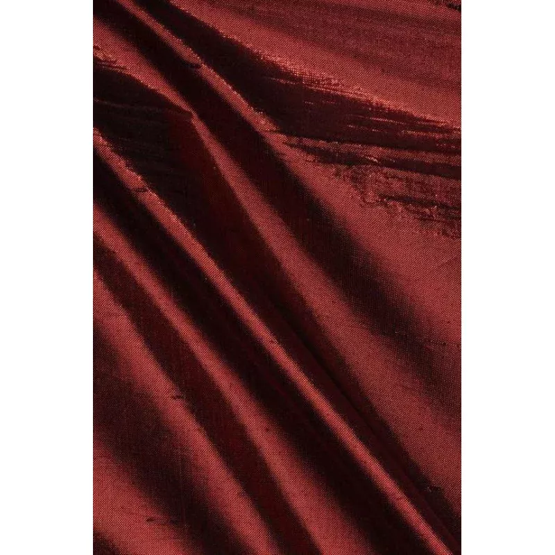 Chili Pepper Red Metallic Shantung Silk Fabric