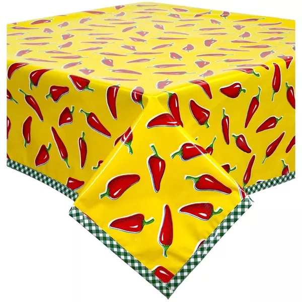 Chili Peppers on Yellow Oilcloth Tablecloths