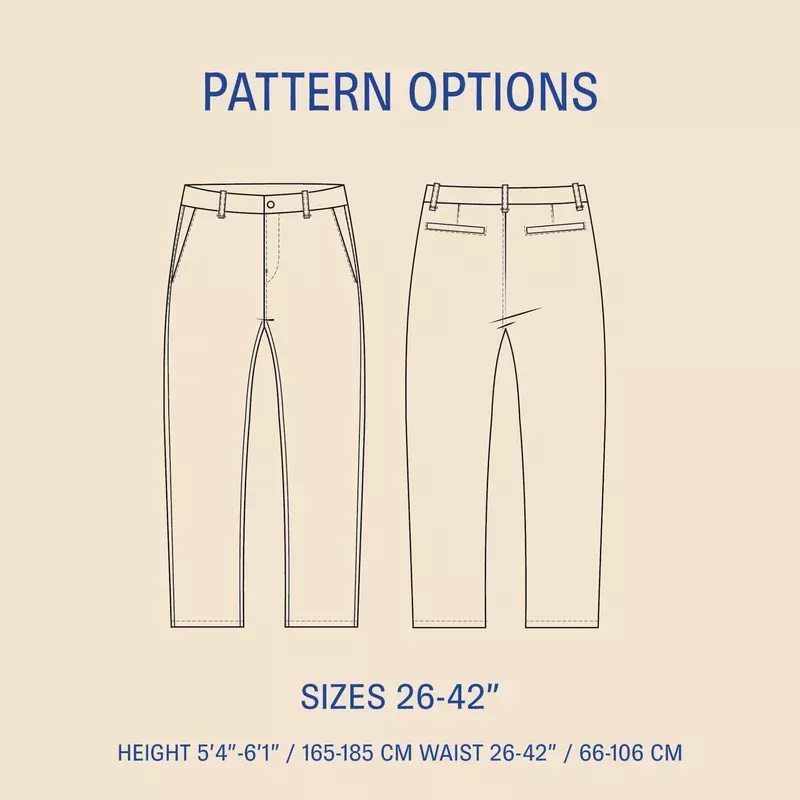 Chino pants sewing pattern for men
