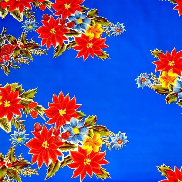 Christmas Poinsettia Blue Oilcloth Tablecloths