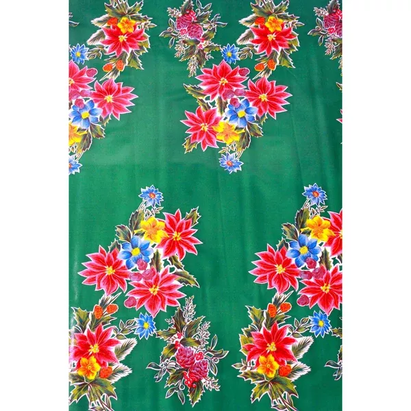 Christmas Poinsettia Green Oilcloth Tablecloths