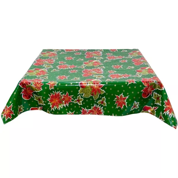 Christmas Stars Green Oilcloth Tablecloths