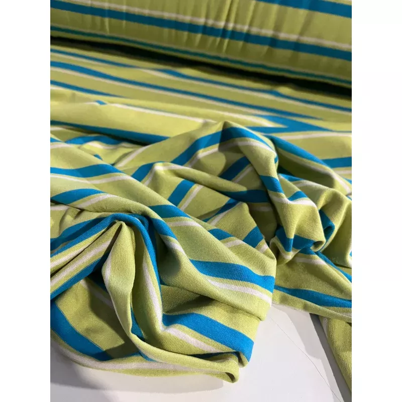 CLAUDY 019 viscose jersey stripes green/turquoise